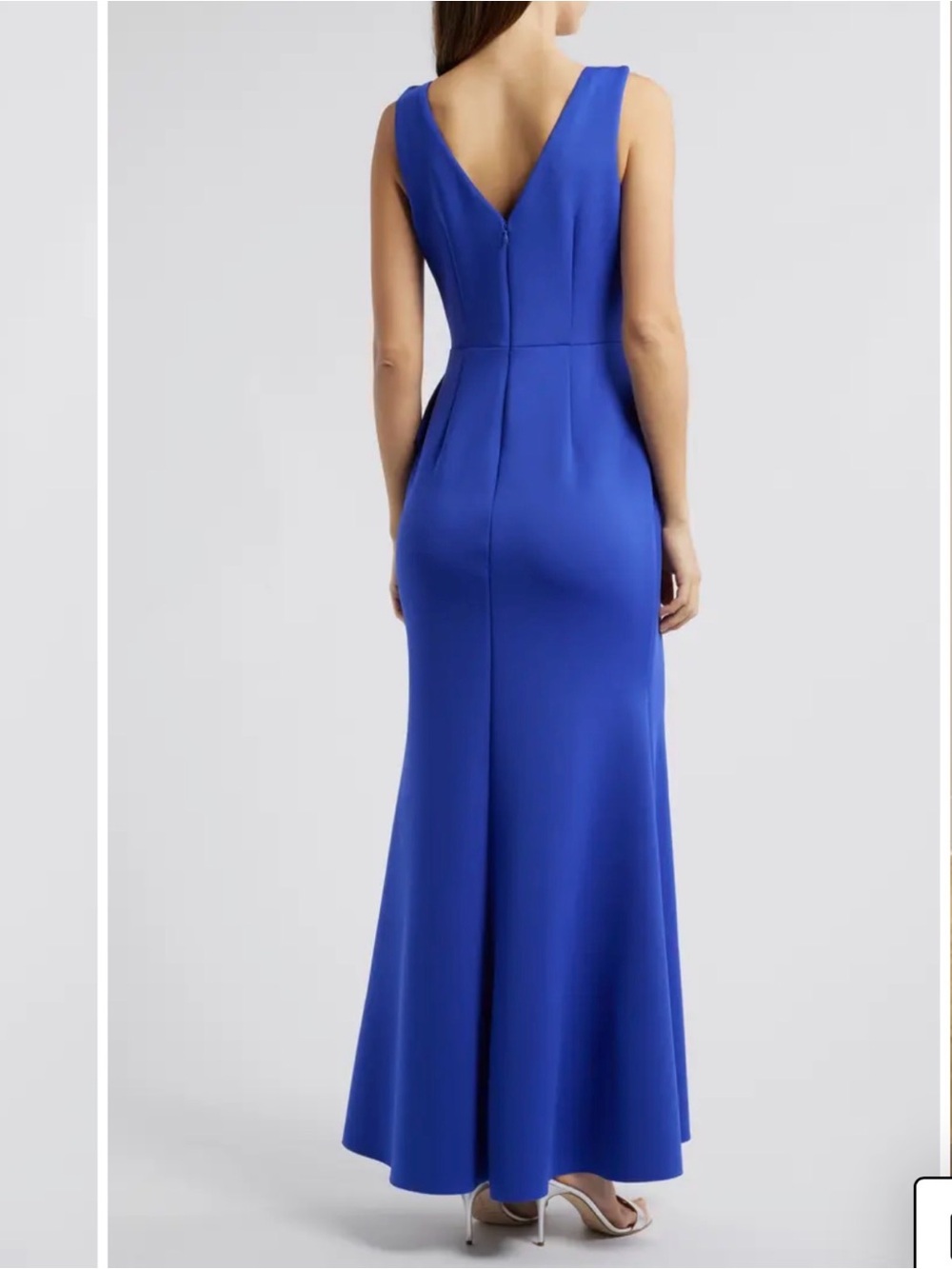 Sleeveless V-Neck Maxi Dress with Decorative Waist Accent - Royal Blue
